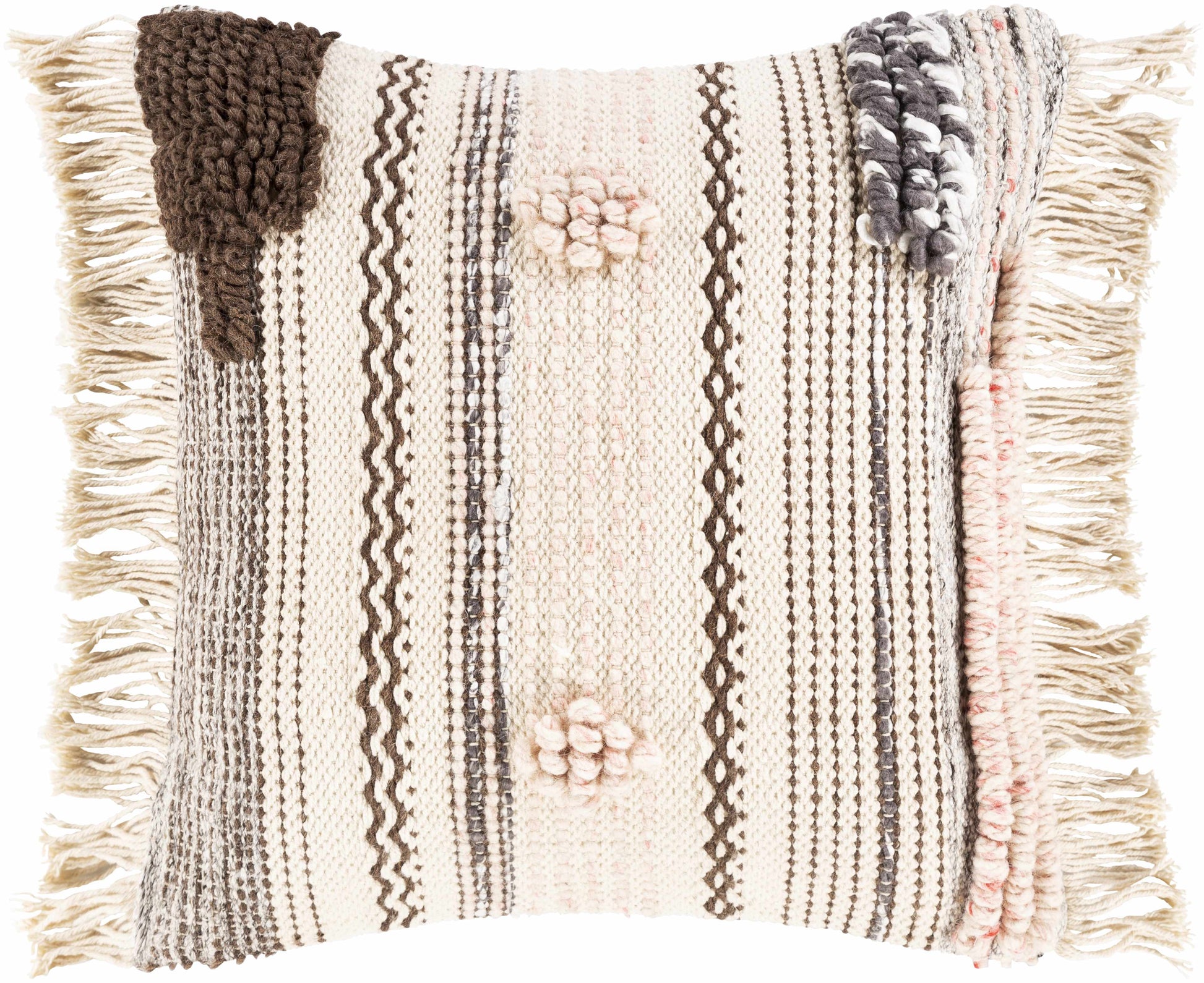 Lenorah Pink&White Textured Throw Pillow - Clearance * 20" Square Pillow Cover