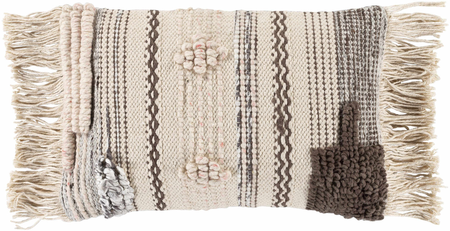 Lenorah Pink&White Textured Throw Pillow - Clearance 14" X 22" Lumbar Pillow Cover