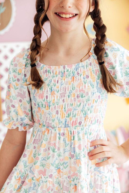 Hoppy Easter Smocked Ruffle Dress