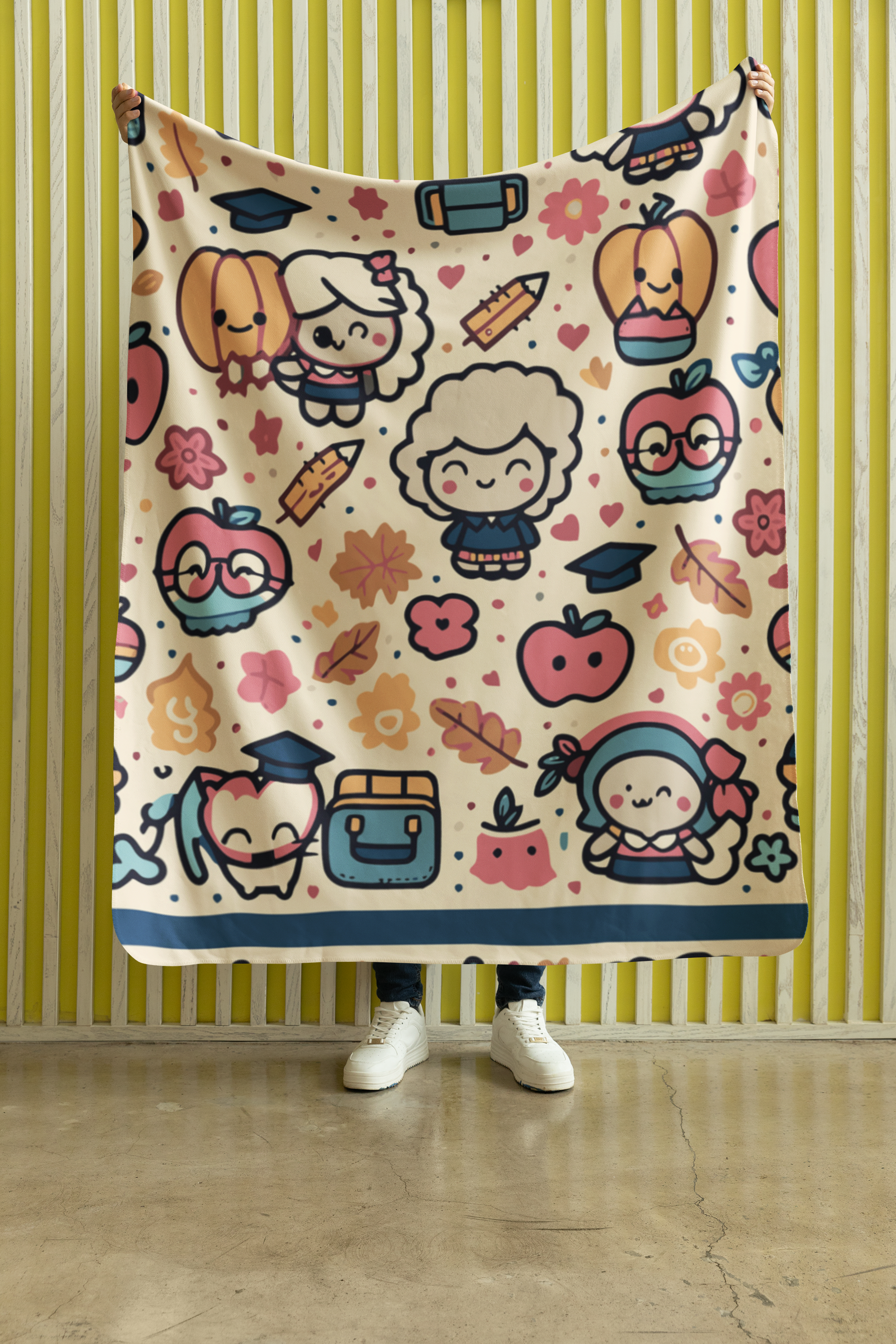 Cozy Rustic Fall Teacher Woven Blanket, Boho Throw, Seasonal Home Gift, Warm Textiles, Pumpkin and Lantern Patterns