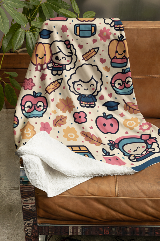 Cozy Rustic Fall Teacher Woven Blanket, Boho Throw, Seasonal Home Gift, Warm Textiles, Pumpkin and Lantern Patterns