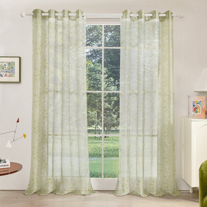 Modern Cubic Play Sheer Curtains Beige-Green Cube