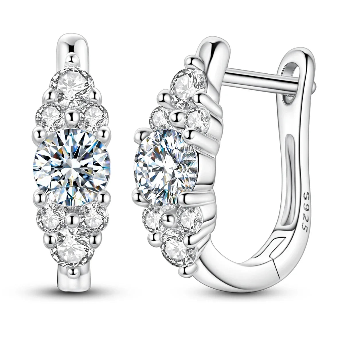 Moissanite 0.4ct 925 Sterling Silver Hoop Earrings For Women Fine Jewelry Gift cluster hoop