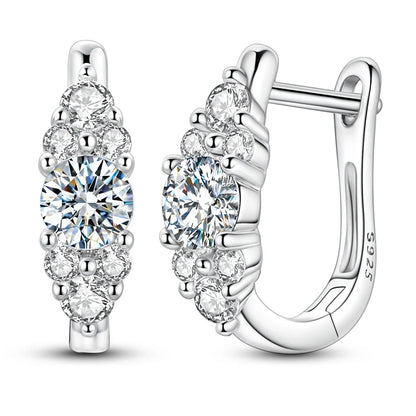 Moissanite 0.4ct 925 Sterling Silver Hoop Earrings For Women Fine Jewelry Gift cluster hoop