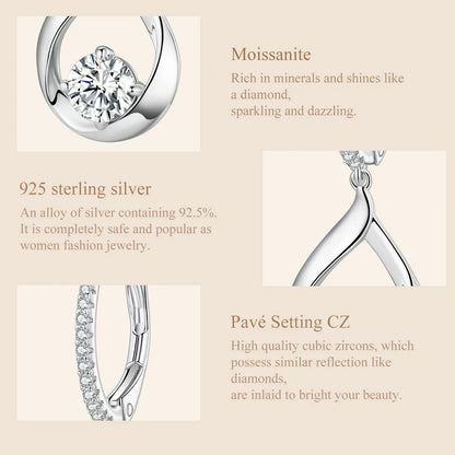 1CT Moissanite Waterdrop Necklace And Drop Earrings 925 Sterling Silver Wedding Bridal Jewelry Set