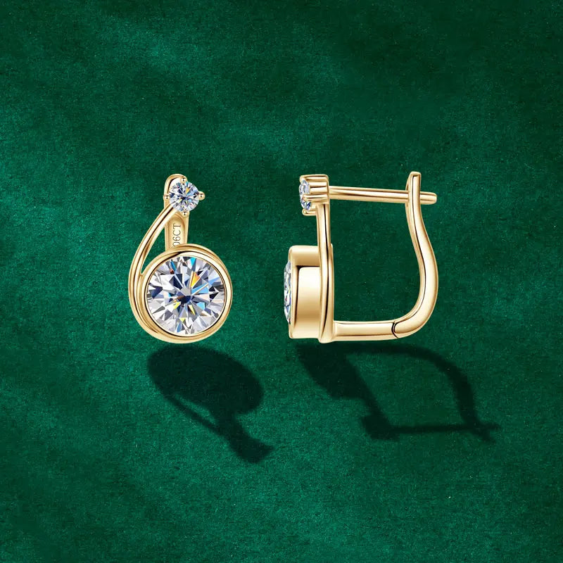 Moissanite Clip Hoop Earrings 925 Sterling Silver D-Color White Round Cut