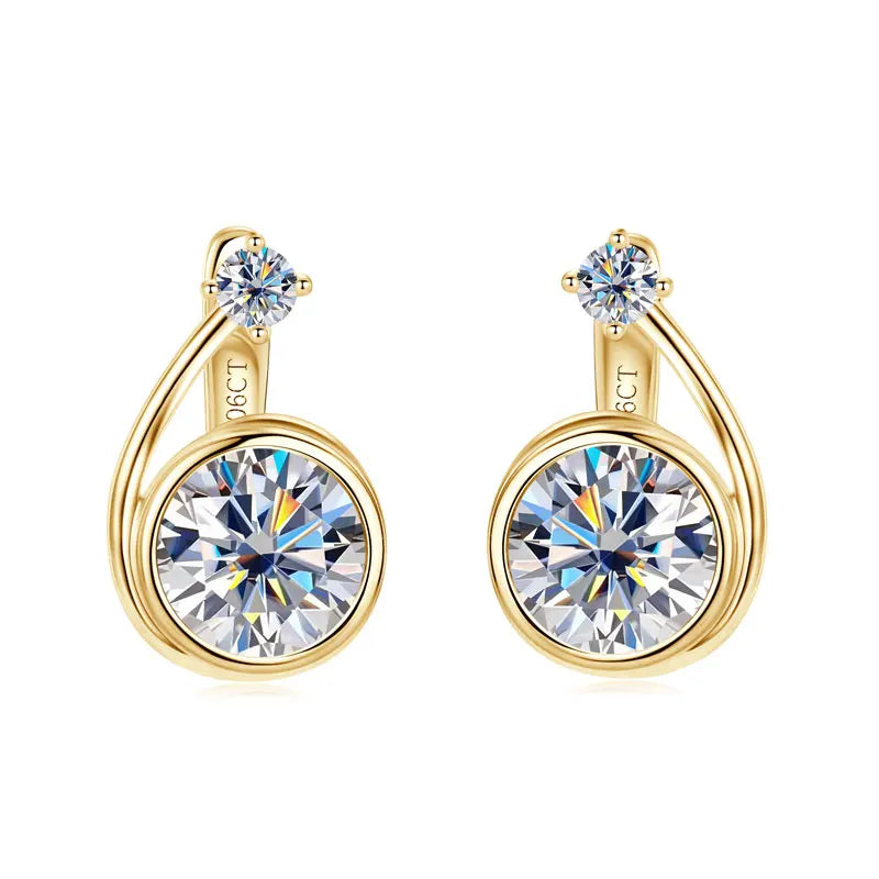 Moissanite Clip Hoop Earrings 925 Sterling Silver D-Color White Round Cut