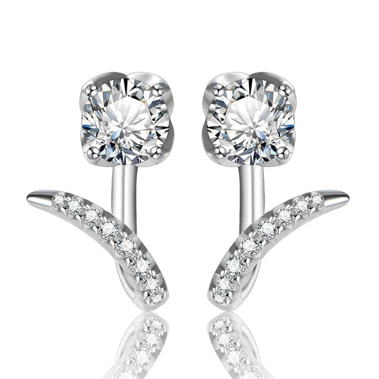 Moissanite Diamond Stud Earrings 925 Sterling Silver Bridal Engagement Studs silver