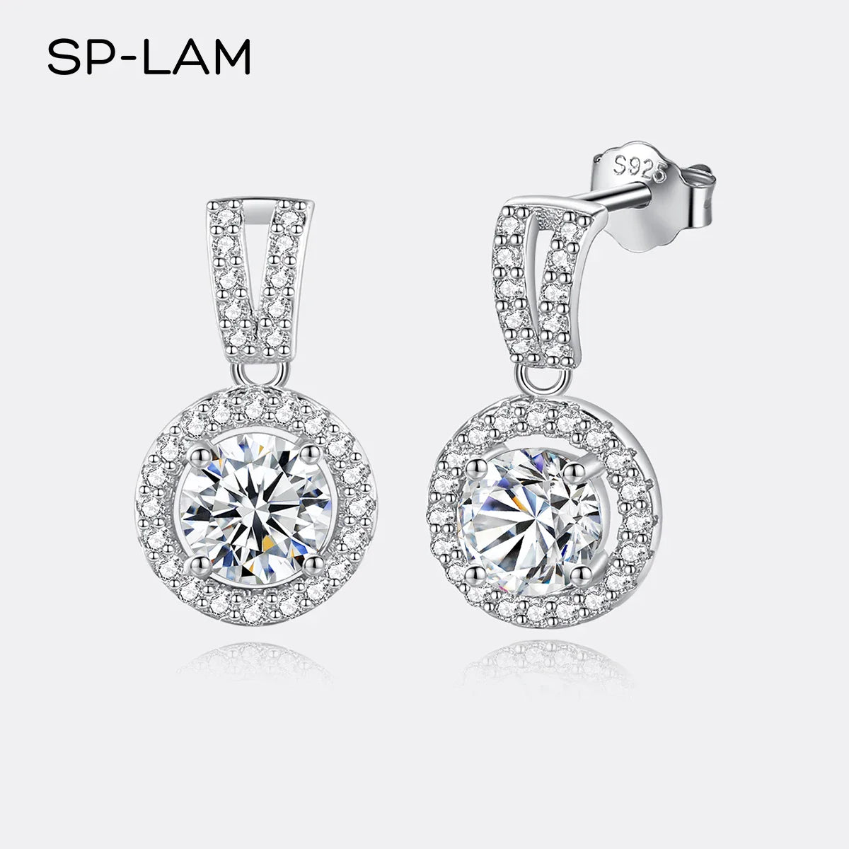 Moissanite Drop Earrings 925 Sterling Silver 1 Ct GRA Bridal Wedding Engagement
