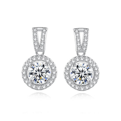 Moissanite Drop Earrings 925 Sterling Silver 1 Ct GRA Bridal Wedding Engagement