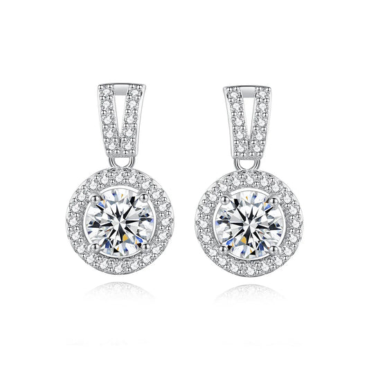 Moissanite Drop Earrings 925 Sterling Silver 1 Ct GRA Bridal Wedding Engagement