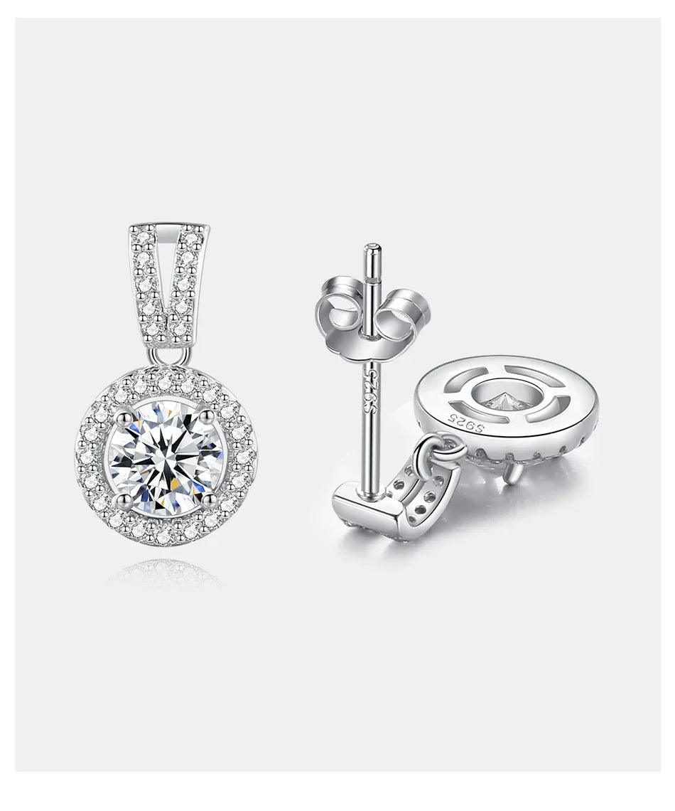 Moissanite Drop Earrings 925 Sterling Silver 1 Ct GRA Bridal Wedding Engagement
