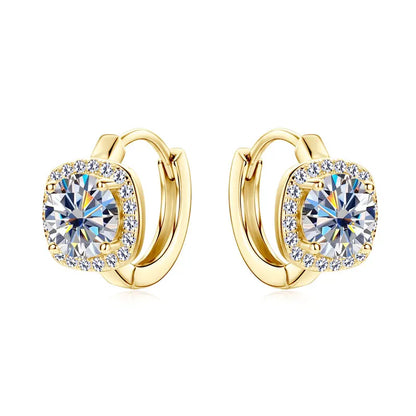 Moissanite Hoop Earrings 925 Sterling Silver Huggie For Women Girls Dainty yellow gold colored silver