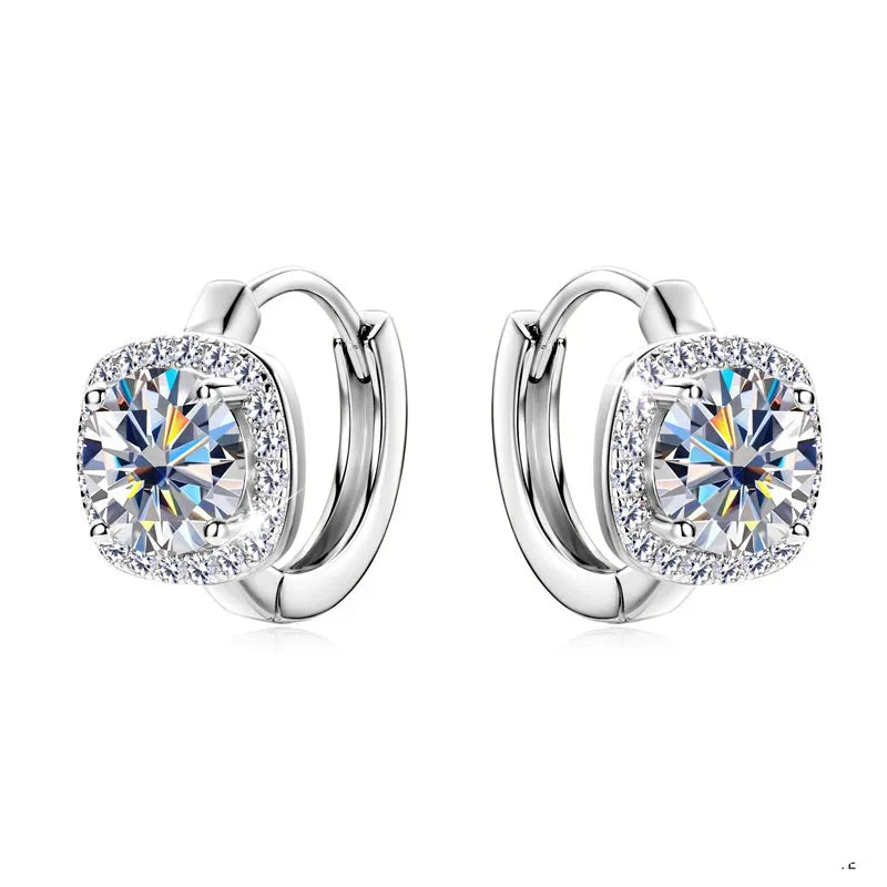 Moissanite Hoop Earrings 925 Sterling Silver Huggie For Women Girls Dainty