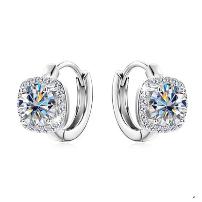 Moissanite Hoop Earrings 925 Sterling Silver Huggie For Women Girls Dainty
