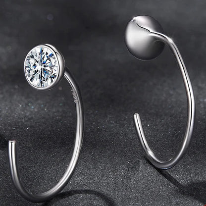 Moissanite Huggie Hoop Earrings 925 Sterling Silver Diamond Cut Dainty Hoops