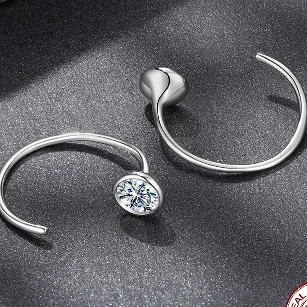 Moissanite Huggie Hoop Earrings 925 Sterling Silver Diamond Cut Dainty Hoops