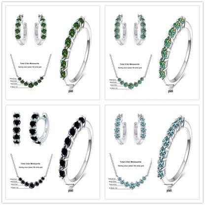 4.5ct Moissanite 925 Sterling Silver Bridal Jewelry Set Ring Necklace Earrings