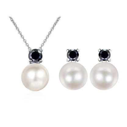 Moissanite Necklace Earrings Set Sterling Silver 925 Wedding Jewelry Gift 0.3ct each black