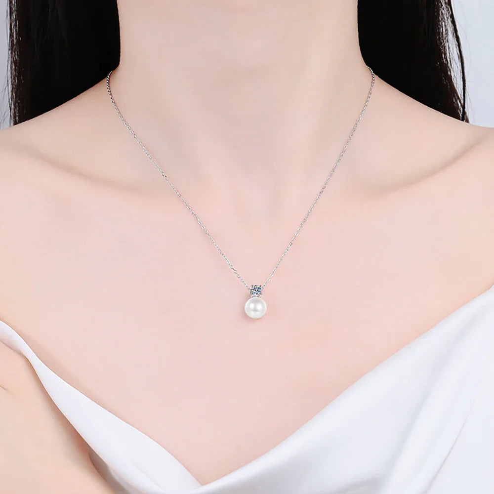 Moissanite Necklace Earrings Set Sterling Silver 925 Wedding Jewelry Gift