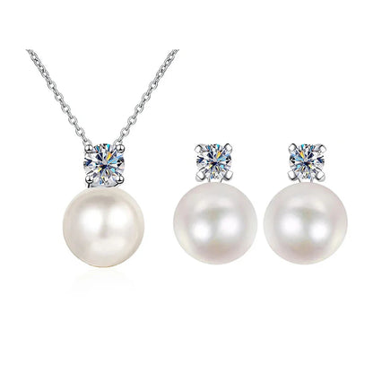 Moissanite Necklace Earrings Set Sterling Silver 925 Wedding Jewelry Gift 0.3ct each white