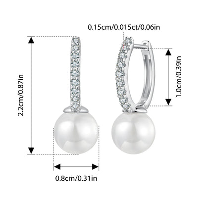 Moissanite Pearl Drop Earrings 925 Sterling Silver Shell Hoop Wedding Gift Pearl Drop Hoop