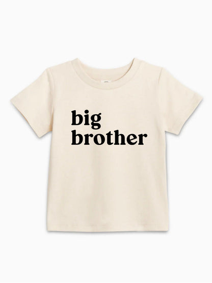 Big Brother Organic Cotton Kids T-Shirt – Baby & Youth Matching Family Announcement Tee Natural