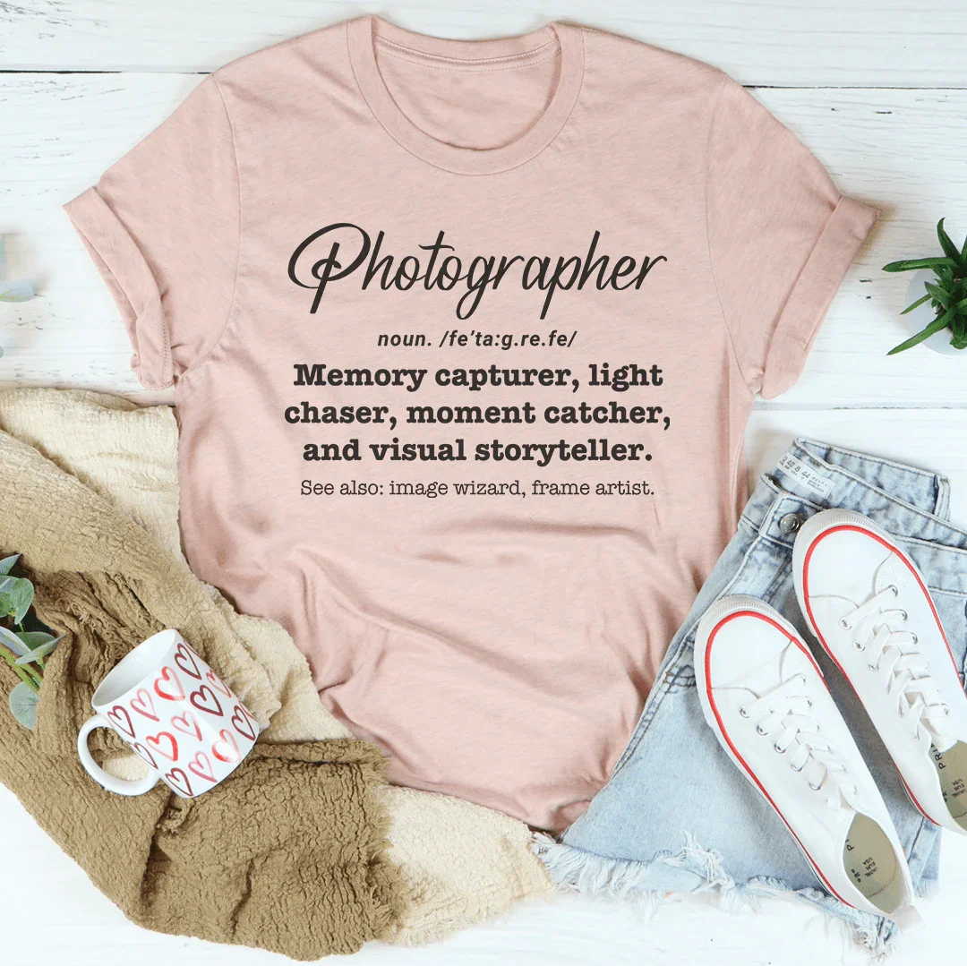Photographer Memory Capturer Tee Heather Prism Peach
