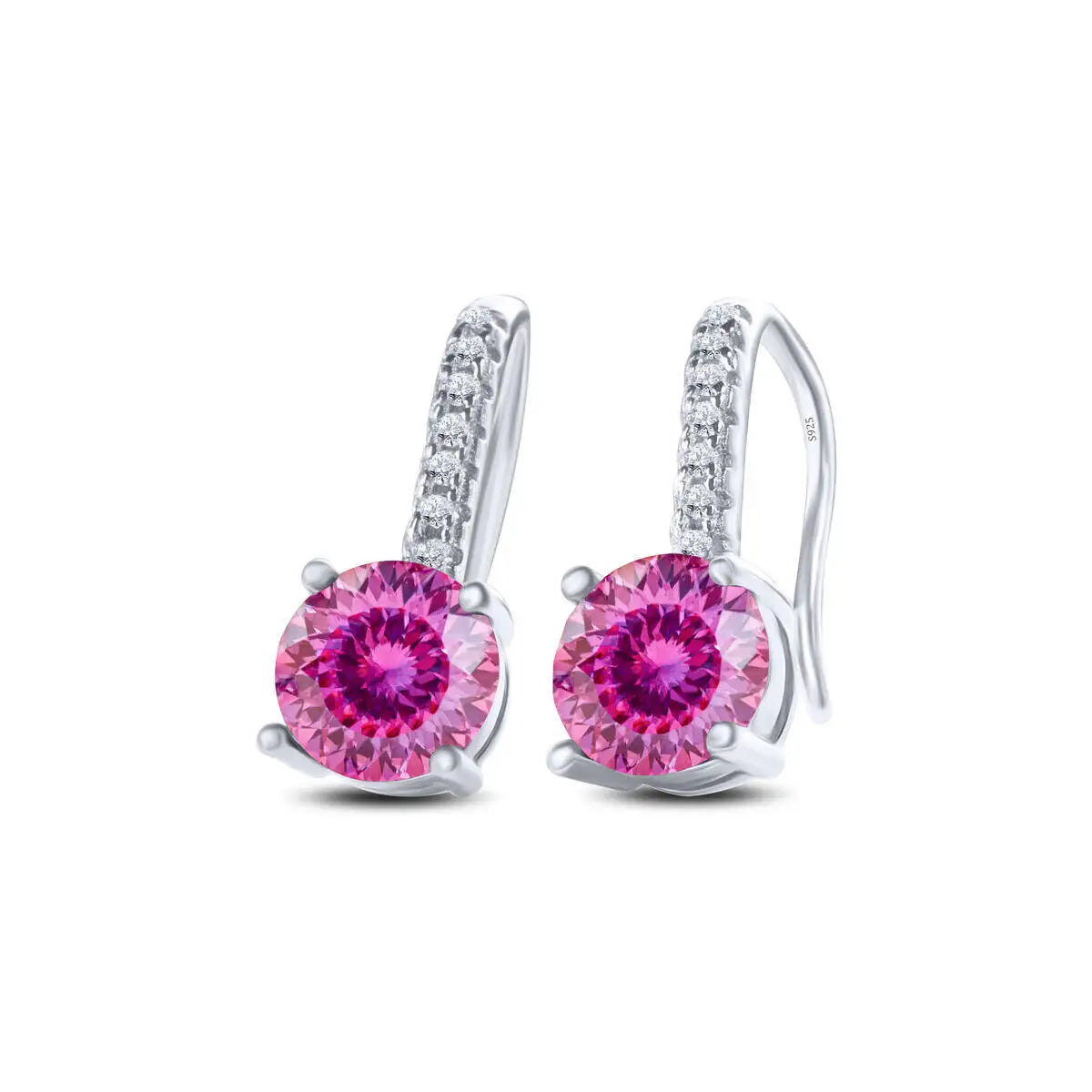 1ct D Color Moissanite 925 Sterling Silver Drop Earrings for Women Wedding 100Pink silver