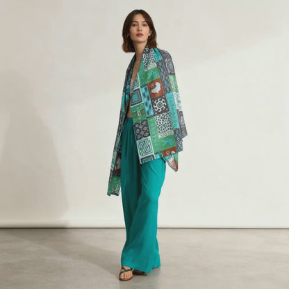 Geometric silk scarf design