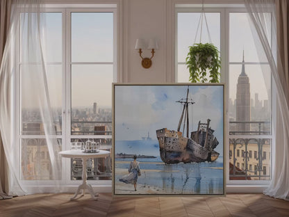 Artistic Fine Art Print, Nautical Decor, Coastal Wall Art, Shipwreck Artwork, Ideal for Home or Office Decoration