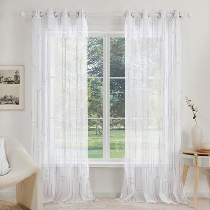 Pure Morning Haze Sheer Curtains White-Line