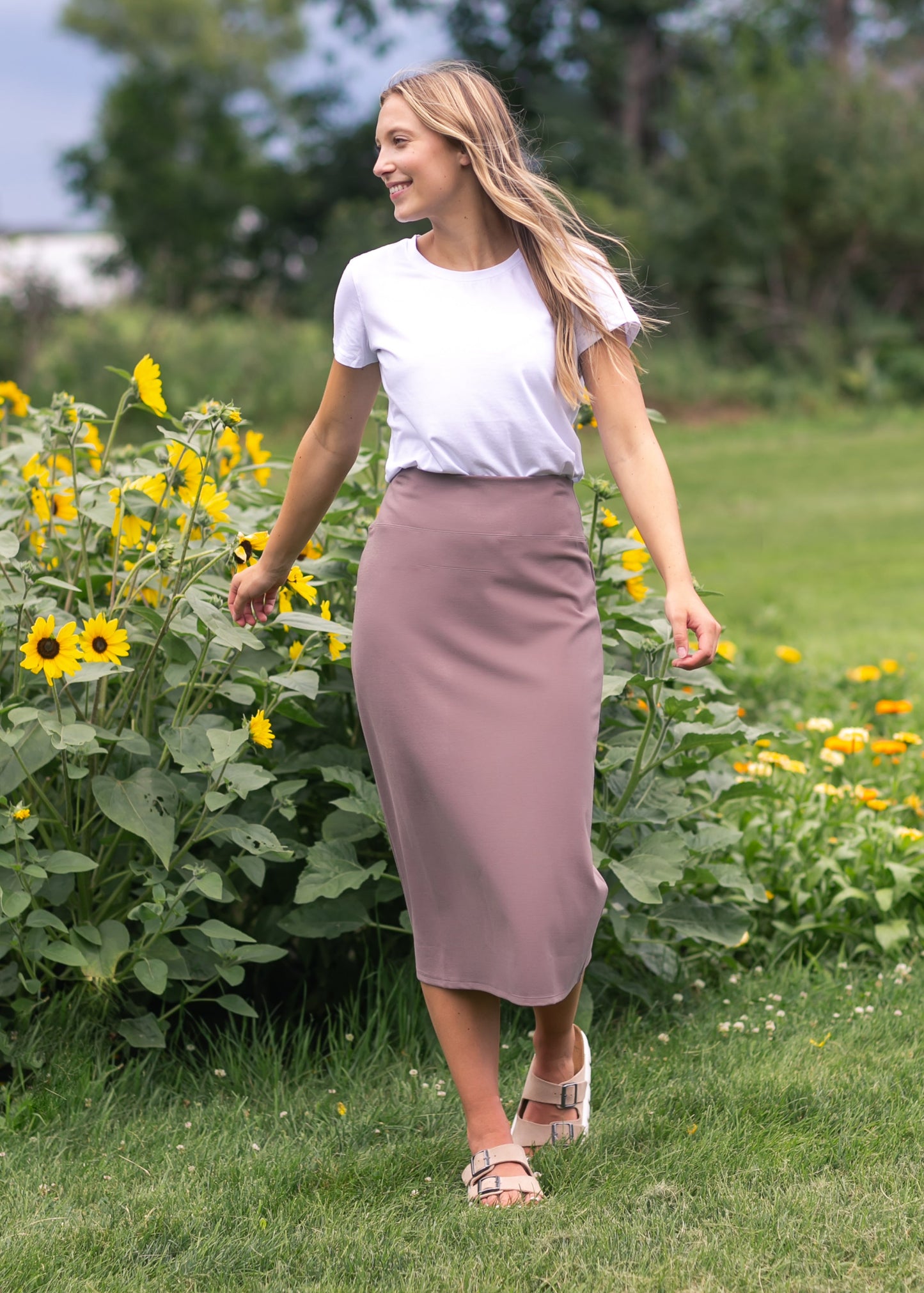 Quinn Midi Skirt 31 Inch - FINAL SALE Dark Taupe