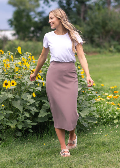 Quinn Midi Skirt 31 Inch - FINAL SALE Dark Taupe