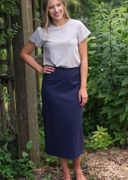 Quinn Midi Skirt 31 Inch Navy