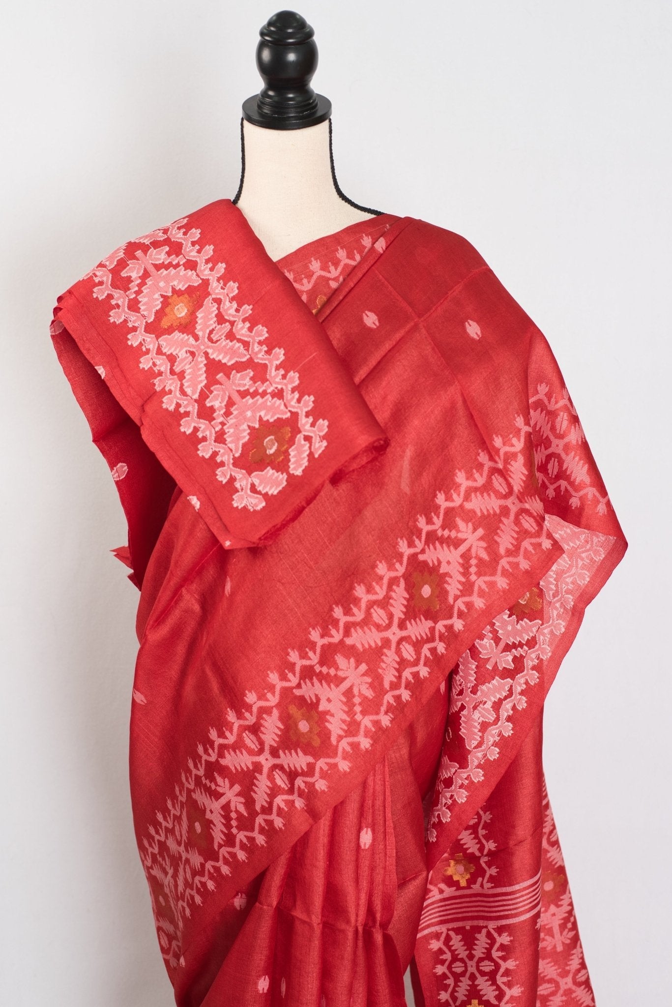 Rai: Bengal Tussar Silk Saree | Hand-Inspired Jamdani Weaving | Certified Silk