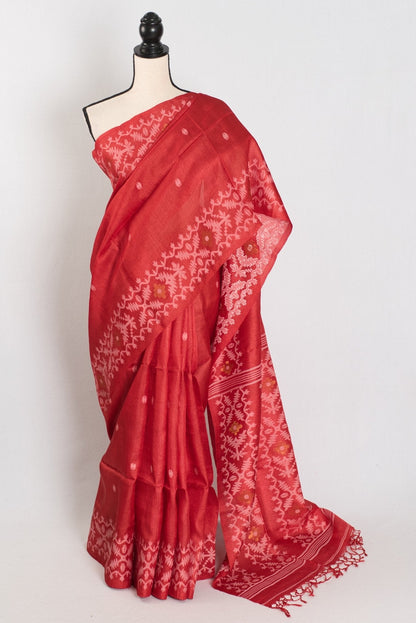 Rai: Bengal Tussar Silk Saree | Hand-Inspired Jamdani Weaving | Certified Silk