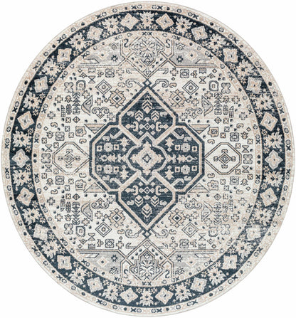 Cabacungan Cream & Gray Washable Area Rug - Clearance 6'7" x 6'7" Round