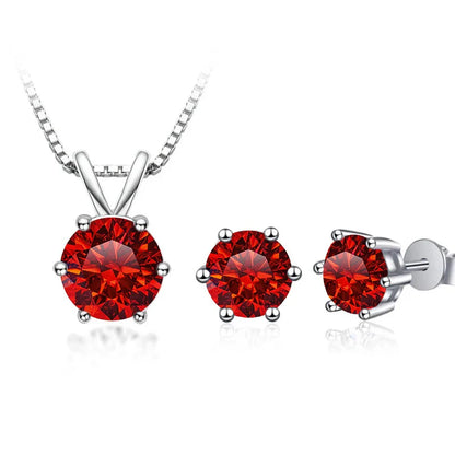 3Ct Moissanite Necklace Earrings Set 925 Sterling Silver GRA Cert Wedding 1.0CT per stone red