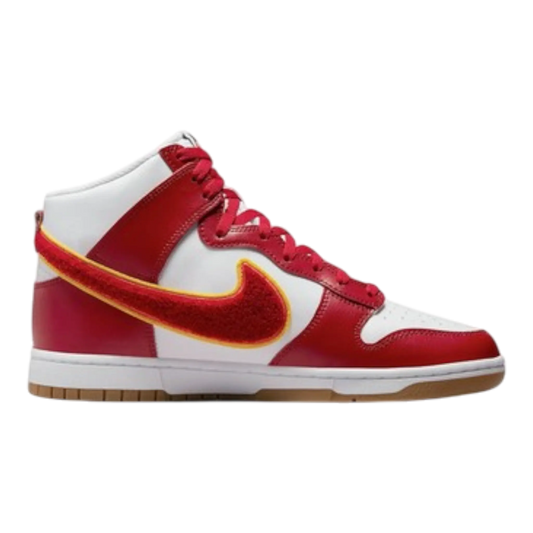 Nike Dunk High Retro Men Sneakers Chenille Swoosh White/Gym Red