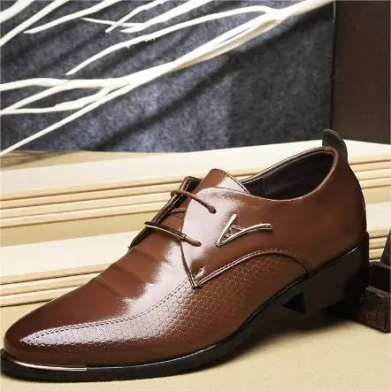 British Style Lace-Up Pointed Toe Leather Shoes Brown 48