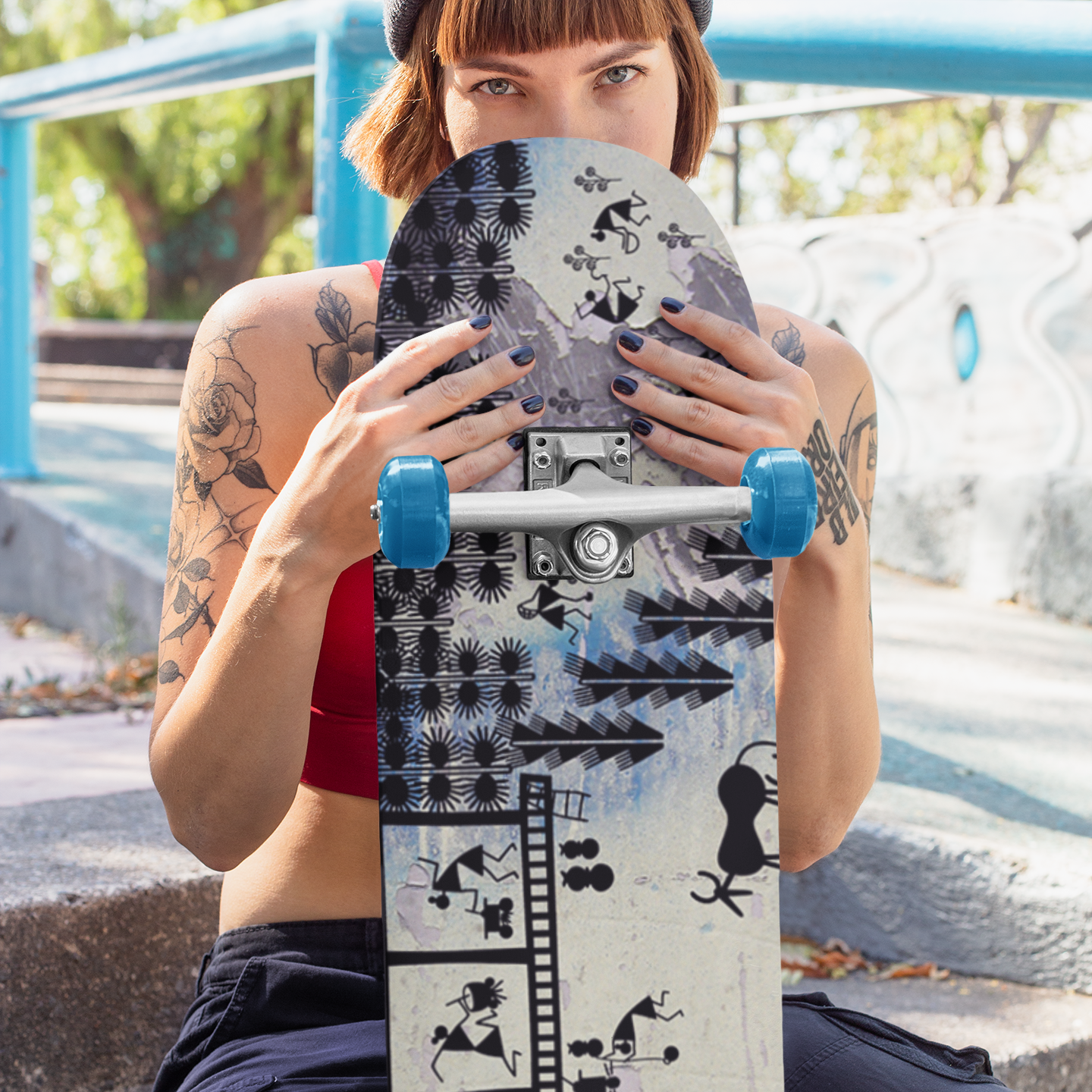 8-1/4 Indian tribal figures Skateboard Deck