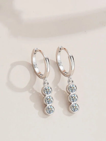 Sterling Silver S925 1.2ct Moissanite Round Stud Earrings For Women 1.2ct each
