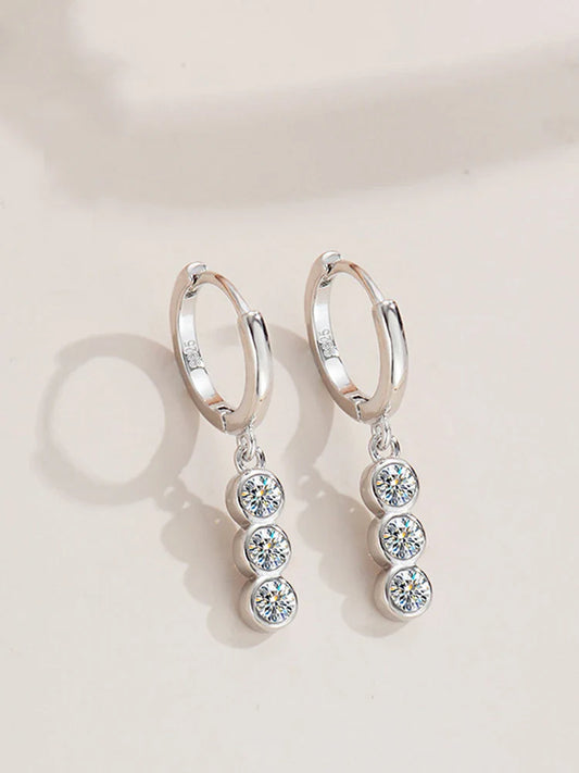 Sterling Silver S925 1.2ct Moissanite Round Stud Earrings For Women 1.2ct each