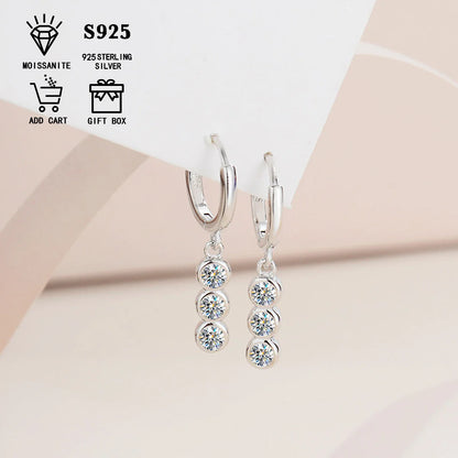 Sterling Silver S925 1.2ct Moissanite Round Stud Earrings For Women