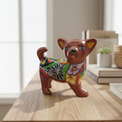 Talavera Chihuahua Dog Figurine | Handcrafted Mexican Art