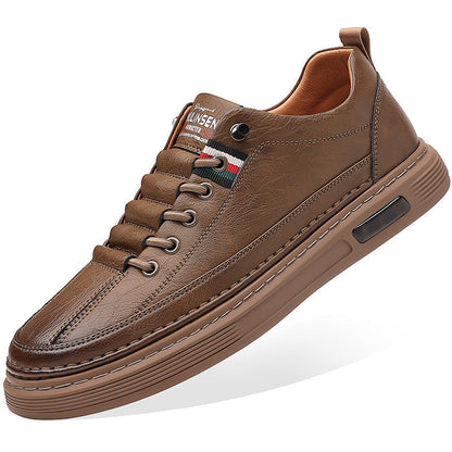 Trendy and versatile men's casual shoes, board shoes, leather soft soled breathable leather shoes