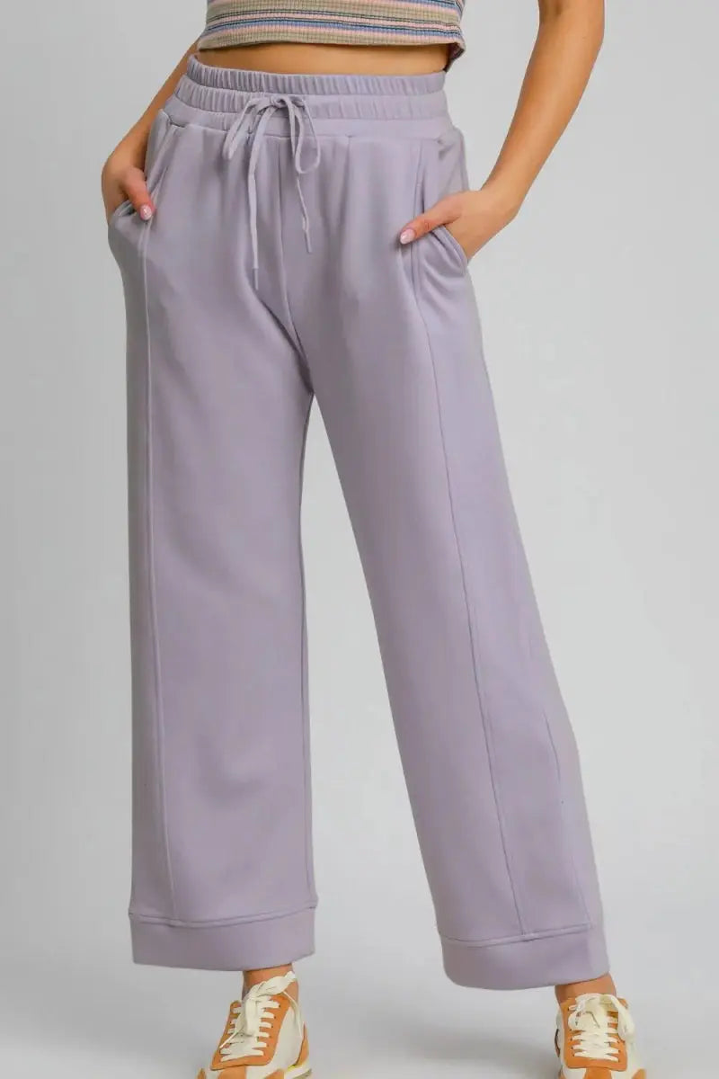 Trendsi Wide Leg Pants Women's Casual High Waist Trousers Comfy Fit LAVENDER