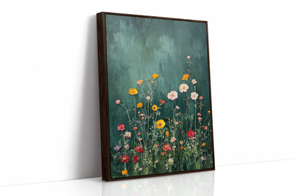 Emerald Blossoms Dream Brown Framed Canvas