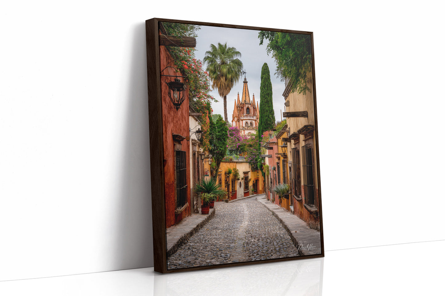 Streets Woven With Colorful Tales Brown Framed Canvas